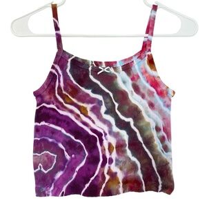 Geode Tie Dye Ribbed Tank Top Crop Womens Size Small Hand Dyed Colorful Art